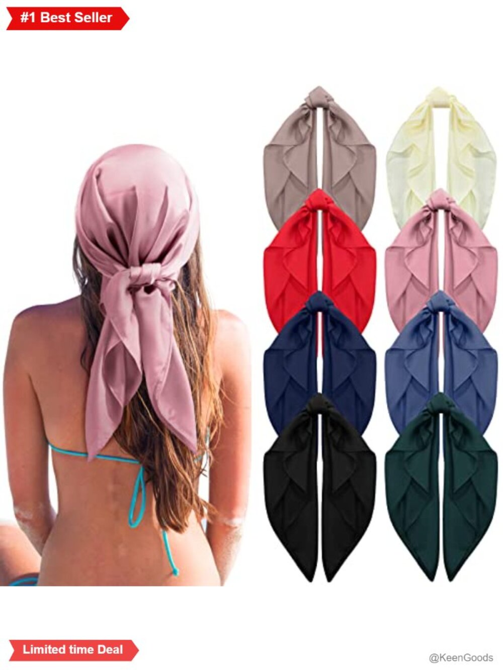 Satin Silk Square Scarf Set 27.5 inch Head Wrap Neck Scarves